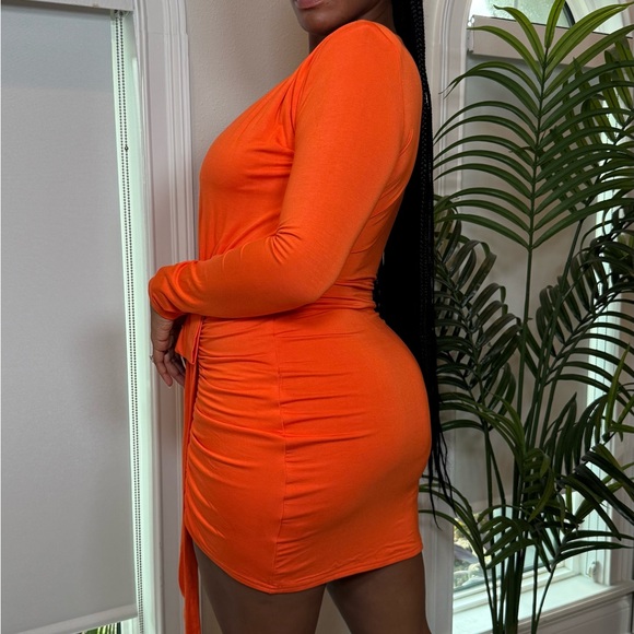 JLUXLABEL Vibrant Orange Long Sleeve Dress - Picture 2 of 5